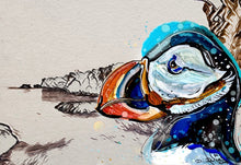 Load image into Gallery viewer, Atlantic Puffin   - Print of original Alcohol Ink Painting
