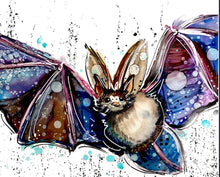 Load image into Gallery viewer, Colourful bat - Print of original Alcohol Ink Painting