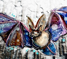Load image into Gallery viewer, Colourful bat - Print of original Alcohol Ink Painting