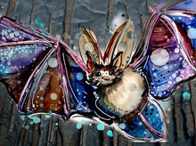 Load image into Gallery viewer, Colourful bat - Print of original Alcohol Ink Painting