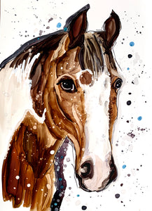 Lovely horse   - Print of original Alcohol Ink Painting