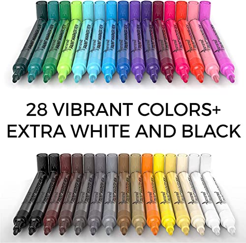Paint Pens - 42 Paint Markers - Extra Fine Tip Paint Pens (0.7mm) - Great  for Rock Painting, Wood, Canvas, Ceramic, Fabric, Glass - 40 Colors + Extra