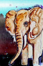 Load image into Gallery viewer, Friendly Elephant - Print of original Alcohol Ink Painting