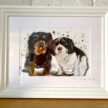 Load image into Gallery viewer, Unique original custom art painting of beloved pets - A4 art size