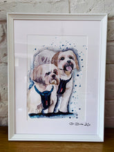 Load image into Gallery viewer, Unique original custom art painting of beloved pets - A4 art size