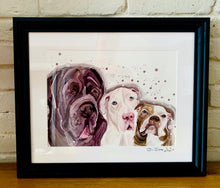 Load image into Gallery viewer, Unique original custom art painting of beloved pets - A3 art size