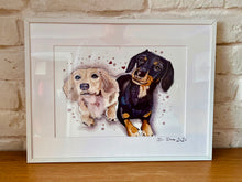 Load image into Gallery viewer, Unique original custom art painting of beloved pets - A4 art size