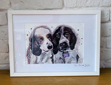 Load image into Gallery viewer, Unique original custom art painting of beloved pets - A4 art size