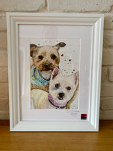 Load image into Gallery viewer, Unique original custom art painting of beloved pets - A4 art size