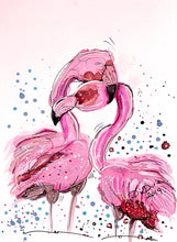 Load image into Gallery viewer, Love flamingos - Alcohol Ink Painting on Yupo Paper