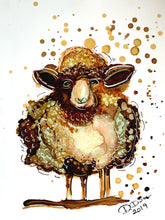 Load image into Gallery viewer, Whimsical sheep - Alcohol Ink Painting on Yupo Paper