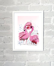 Load image into Gallery viewer, Love flamingos - Alcohol Ink Painting on Yupo Paper