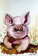 Load image into Gallery viewer, Smug pig - Alcohol Ink Painting on Yupo Paper