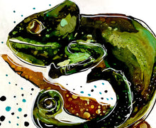 Load image into Gallery viewer, Inscrutable chameleon - Alcohol Ink Painting on Yupo Paper