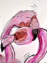 Load image into Gallery viewer, Love flamingos - Alcohol Ink Painting on Yupo Paper