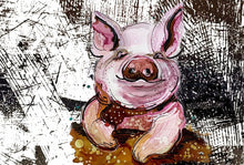 Load image into Gallery viewer, Smug pig - Print of original Alcohol Ink Painting