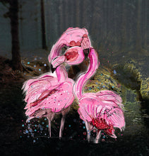 Load image into Gallery viewer, Love flamingos - Print of original Alcohol Ink Painting
