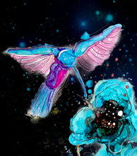 Load image into Gallery viewer, Pretty humming-bird - Print of original Alcohol Ink Painting
