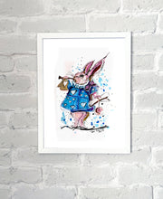 Load image into Gallery viewer, White Rabbit - Alice in Wonderland - Alcohol Ink Painting on Yupo Paper