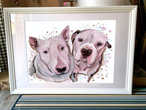 Unique original custom art painting of beloved pets - A1 art size