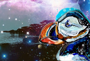 Atlantic Puffin   - Print of original Alcohol Ink Painting