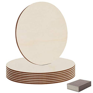 Wooden Unfinished Round Circles & Sanding Block (8 Pack) - 30cm - art materials