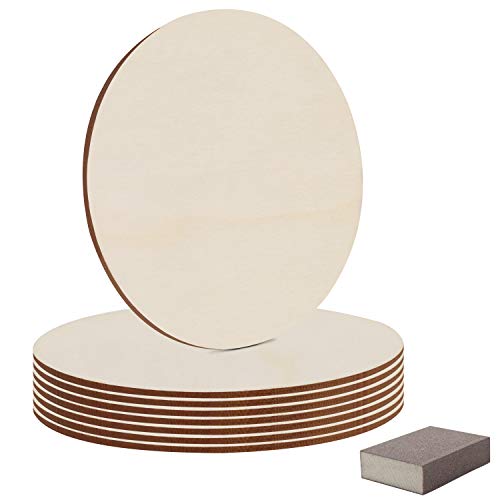 Wooden Unfinished Round Circles & Sanding Block (8 Pack) - 30cm - art materials