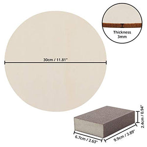 Wooden Unfinished Round Circles & Sanding Block (8 Pack) - 30cm - art materials