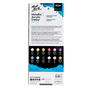 Mont Marte Premium Metallic Acrylic Paint Set, 12 x 36ml - art materials