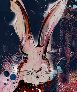 Follow the rabbit   - Print of original Alcohol Ink Painting