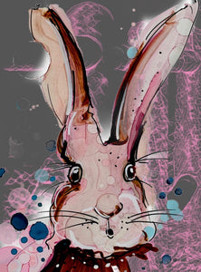 Follow the rabbit   - Print of original Alcohol Ink Painting