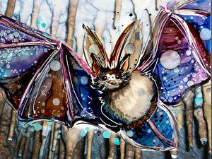 Colourful bat   - Print of original Alcohol Ink Painting