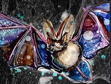 Load image into Gallery viewer, Colourful bat   - Print of original Alcohol Ink Painting

