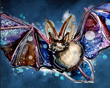 Load image into Gallery viewer, Colourful bat   - Print of original Alcohol Ink Painting
