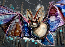 Load image into Gallery viewer, Colourful bat   - Print of original Alcohol Ink Painting
