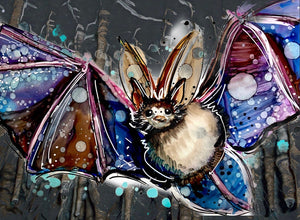 Colourful bat   - Print of original Alcohol Ink Painting