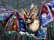 Load image into Gallery viewer, Colourful bat   - Print of original Alcohol Ink Painting
