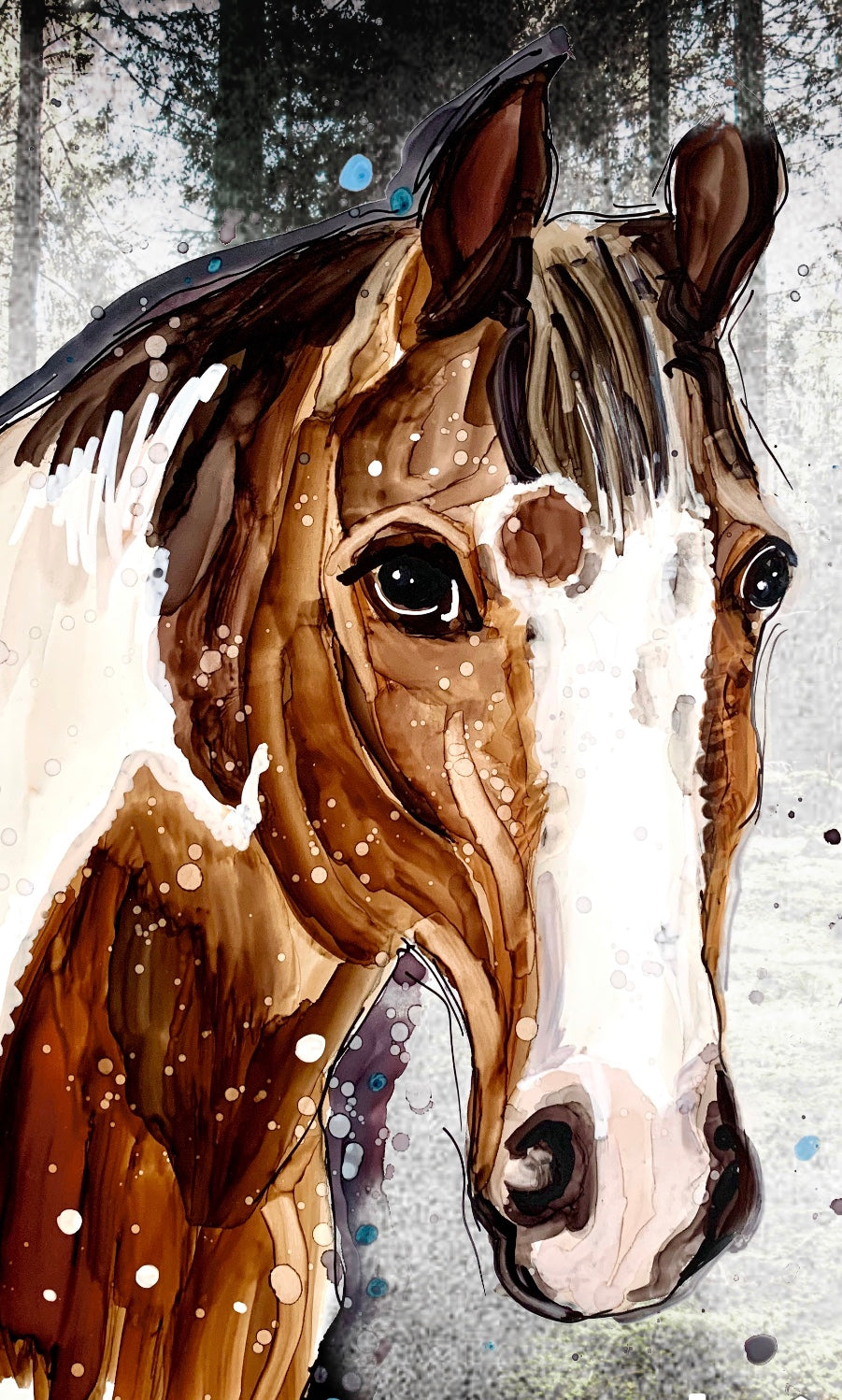 Lovely horse   - Print of original Alcohol Ink Painting