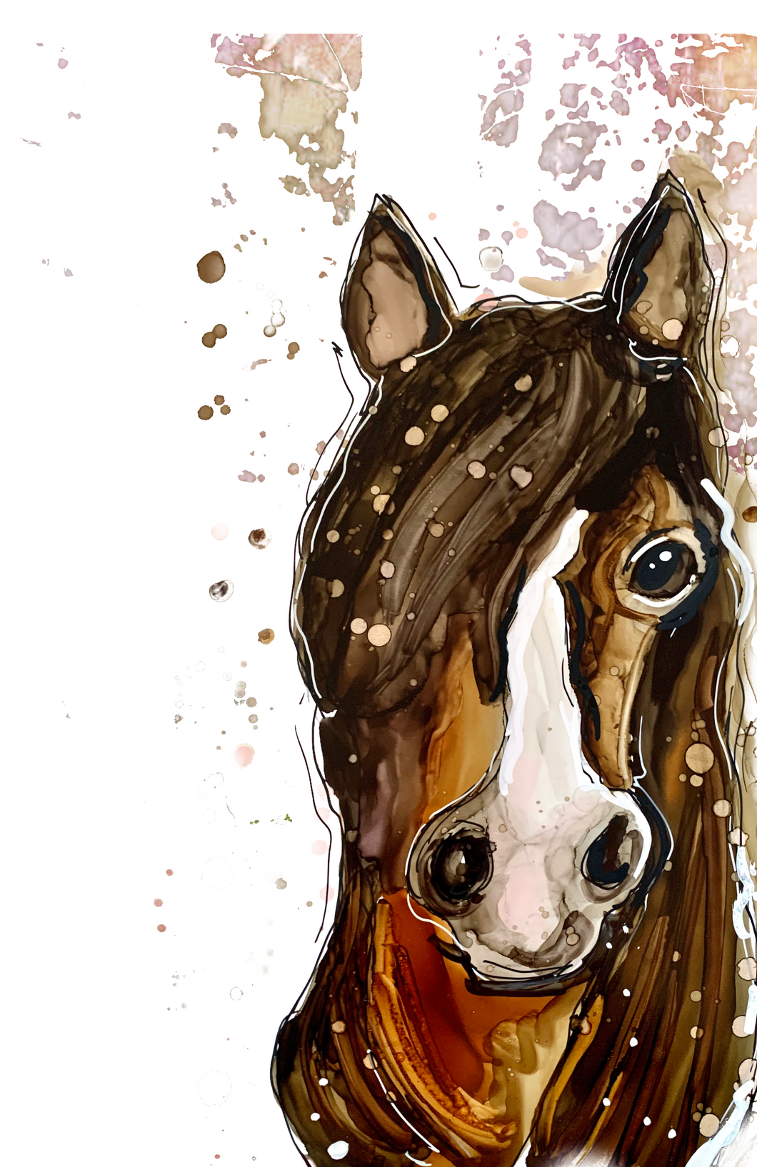 Elegant horse   - Print of original Alcohol Ink Painting