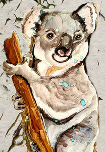 Happy koala  - Print of original Alcohol Ink Painting