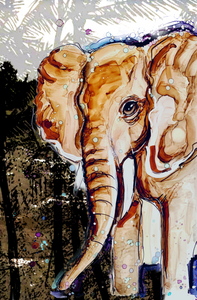 Friendly Elephant   - Print of original Alcohol Ink Painting