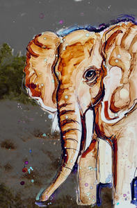 Friendly Elephant   - Print of original Alcohol Ink Painting