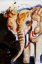 Load image into Gallery viewer, Friendly Elephant   - Print of original Alcohol Ink Painting
