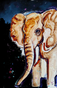 Friendly Elephant   - Print of original Alcohol Ink Painting