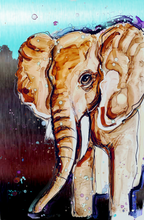 Load image into Gallery viewer, Friendly Elephant   - Print of original Alcohol Ink Painting
