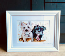 Load image into Gallery viewer, Unique original custom art painting of beloved pets - A4 art size
