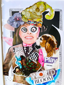 Blooming World - mixed media collage