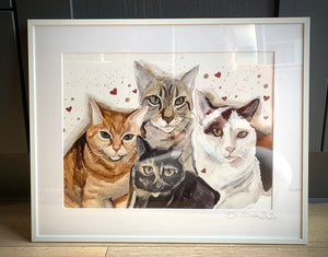 Unique original custom art painting of beloved pets - A3 art size