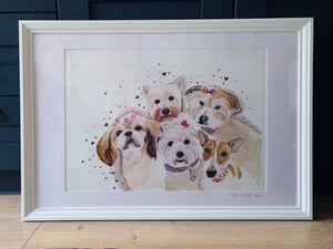 Unique original custom art painting of beloved pets - A1 art size