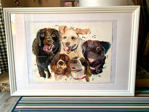 Unique original custom art painting of beloved pets - A1 art size